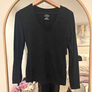 Banana Republic Black Long Sleeve V-Neck Top